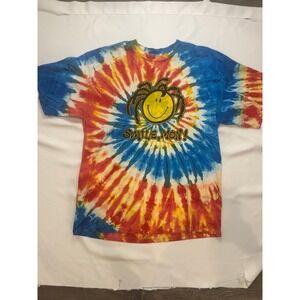 REAL VINTAGE Sun Art Design Tie Dye T-Shirt Mens XL Multicolor Good Smile Mon
